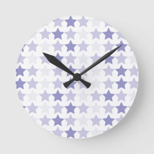 Blue Ombre Stars Round Clock