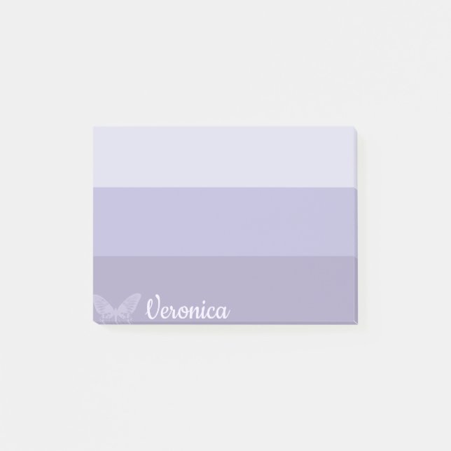 Blue Ombre Striped Butterfly Personalised Post-it Notes (Front)