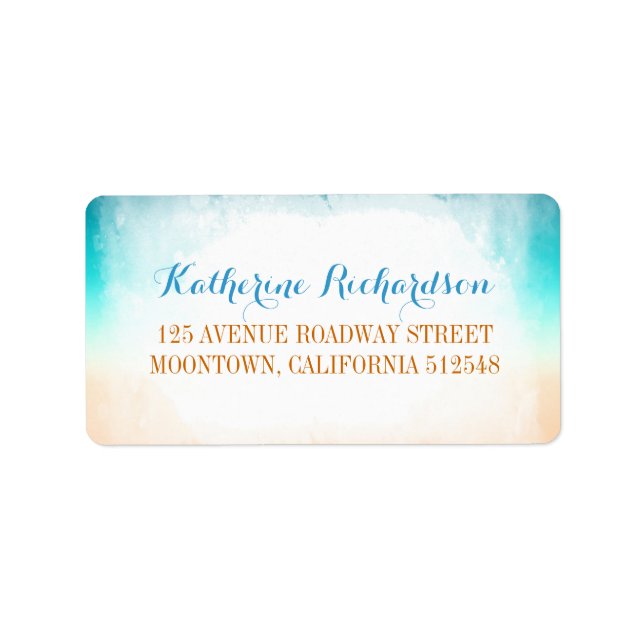 blue ombre vanilla wedding address labels (Front)