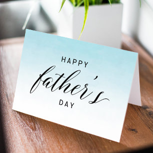 Blue Ombre Watercolor Happy Father's Day Card