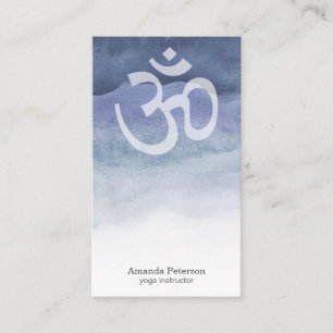 Blue Ombre Watercolor Om Yoga Instructor Business Card