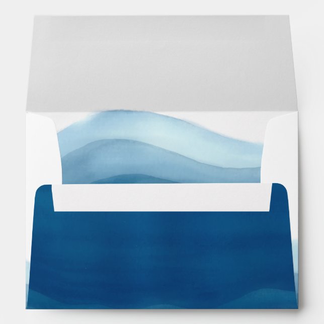 Blue Ombre Watercolor Wave Envelope (Back (Bottom))