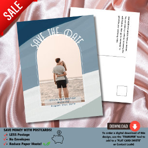 BLUE   On a Budget? Opt for Photo Save The Date  Postcard