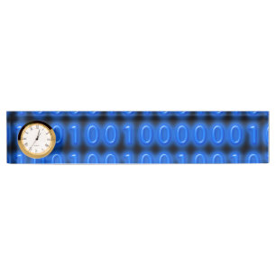 Blue on Black Binary Code Nameplate