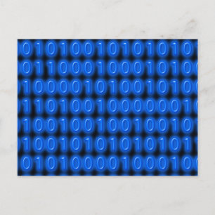Blue on Black Binary Code Postcard