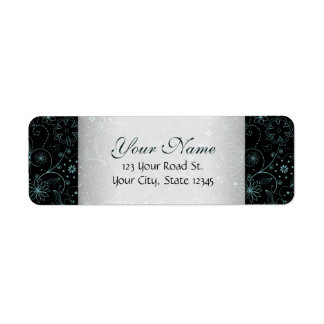 Blue on Black Floral Border