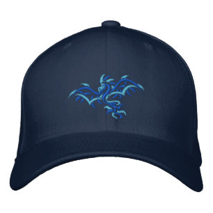 BLUE ON BLUE DRAGON EMBROIDERED HAT