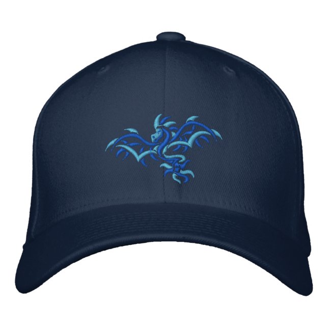 BLUE ON BLUE DRAGON EMBROIDERED HAT (Front)