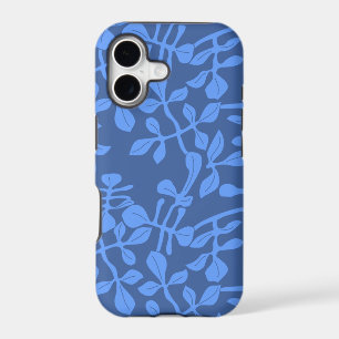 Blue on Blue Leaf Pattern iPhone Barely There Case