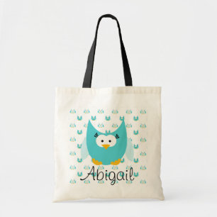 Blue on Blue Owl Personalised Tote Bag