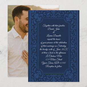 Blue on Blue Photo Wedding Invitation