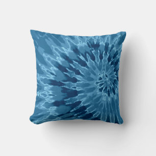 Blue on Blue Spiral Tie Dye Pillow