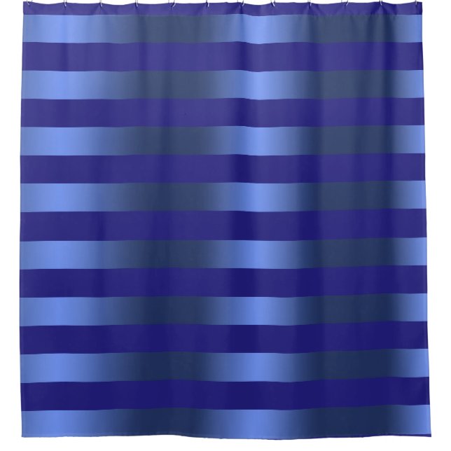 Blue on Blue, Striped Classy Shower Curtain (Front)