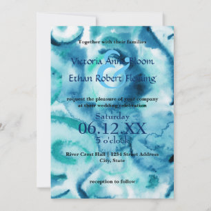 Blue on Blue Watercolor - Wedding Invitation