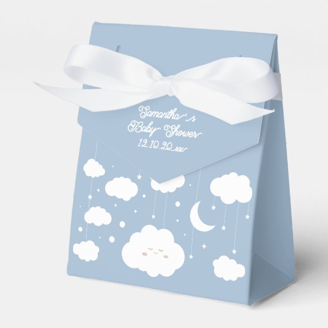Blue On Cloud 9 Baby Shower Favour Box (Front Side)