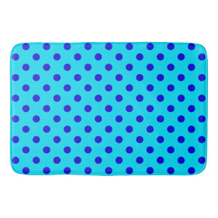 Blue On Cyan Polka Dots Pattern Design Bath Mat