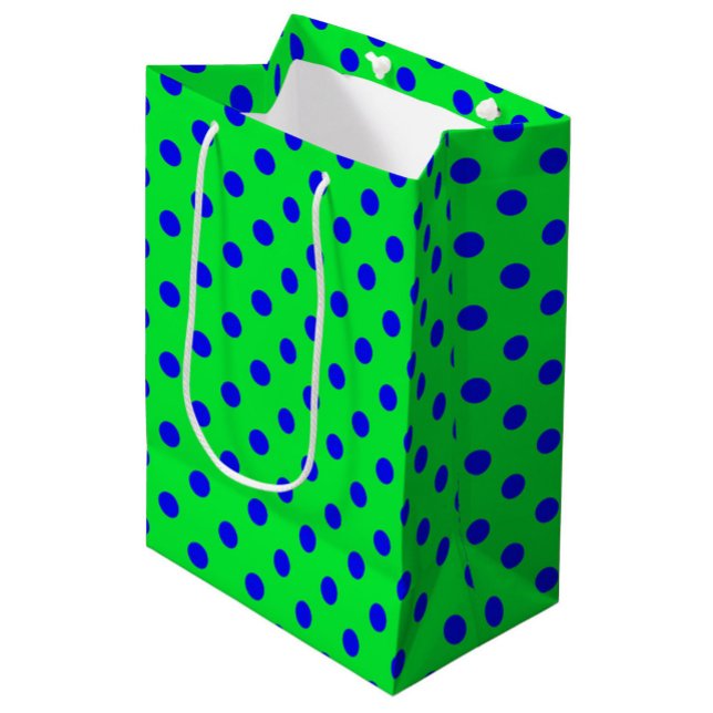 Blue On Green Polka Dots Pattern Design  Medium Gift Bag (Creator Uploaded)