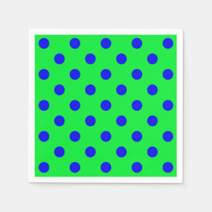 Blue On Green Polka Dots Pattern Design Napkin
