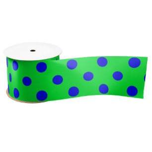 Blue On Green Polka Dots Pattern Design Satin Ribbon