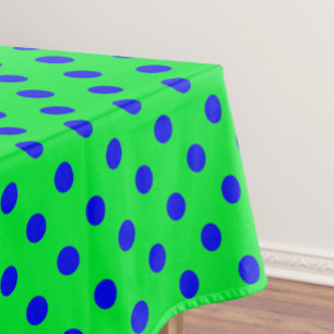 Blue On Green Polka Dots Pattern Design  Tablecloth