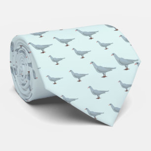 Blue on Light Green Dove Seamless Pattern Tie