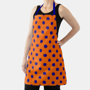 Blue On Orange Polka Dots Pattern Design Apron