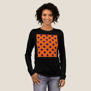 Blue On Orange Polka Dots Pattern Design  Tri-Blend Shirt