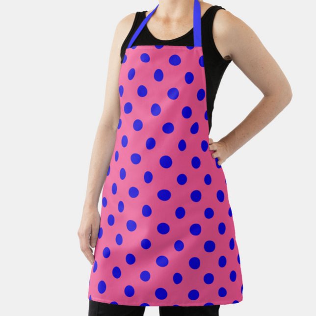 Blue On Pink Polka Dots Pattern Design Apron (Creator Uploaded)