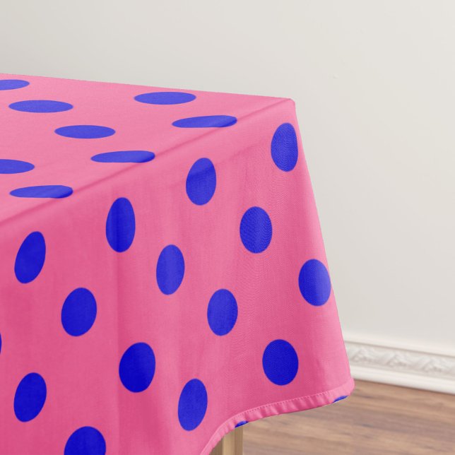Blue On Pink Polka Dots Pattern Design Tablecloth (Creator Uploaded)