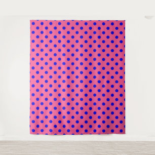Blue On Pink Polka Dots Pattern Design Tapestry
