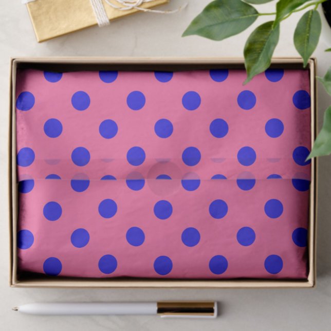 Blue On Pink Polka Dots Pattern Design Tissue Paper (Creator Uploaded)
