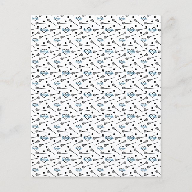 Blue on White Lacrosse Sticks & Hearts Scrapbook (Front)