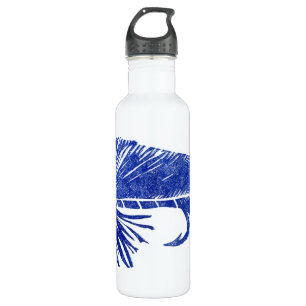 "Blue on White Matuka" Streamer Water Bottle
