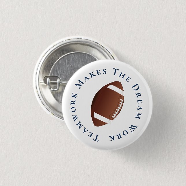 Blue on White Teamwork Makes The Dream Work 3 Cm Round Badge (Front & Back)