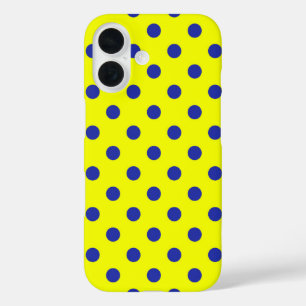 Blue On Yellow Polka Dots Pattern Design  iPhone 16 Case