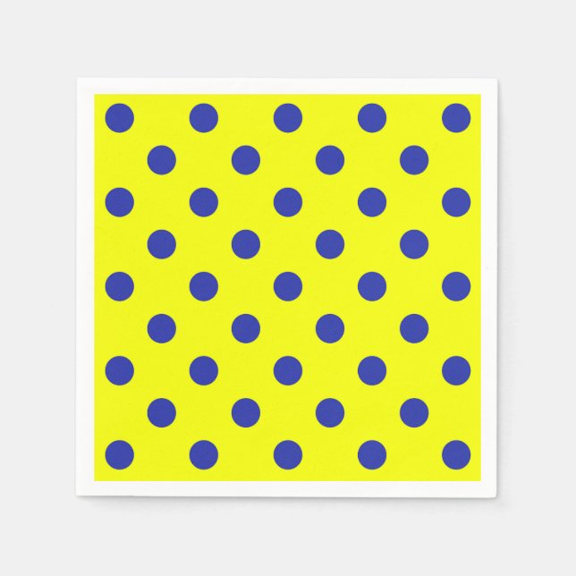 Blue On Yellow Polka Dots Pattern Design  Napkin (Front)