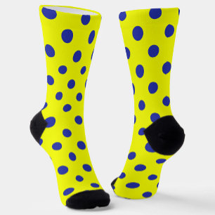 Blue On Yellow Polka Dots Pattern Design Socks