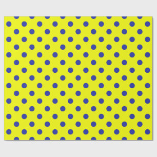 Blue On Yellow Polka Dots Pattern Design  Wrapping Paper