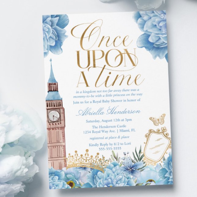 Blue Once Upon a Time Princess Baby Shower Invitat Invitation (Creator Uploaded)