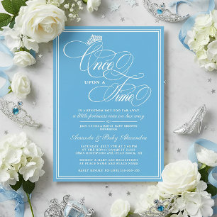 Blue Once Upon A Time Princess Baby Shower Invitation