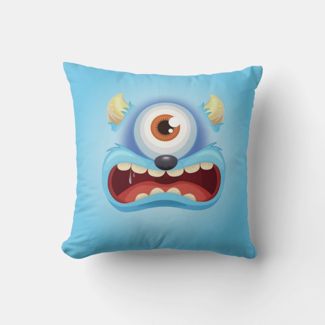Blue One Eyed Monster  Cushion (Front)
