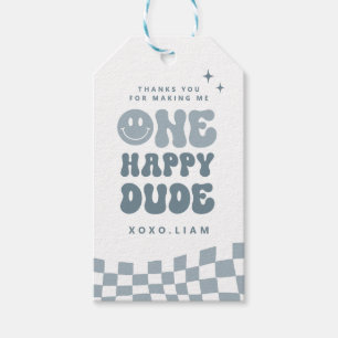 Blue ONE Happy Dude Birthday Cropped favor tag