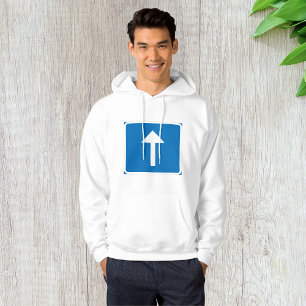 Blue One-Way Traffic Sign Up Arrow Road Symbol Hoodie