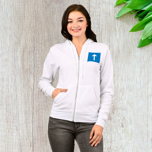 Blue One-Way Traffic Sign Up Arrow Road Symbol Hoodie