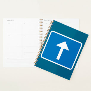 Blue One-Way Traffic Sign Up Arrow Road Symbol Planner