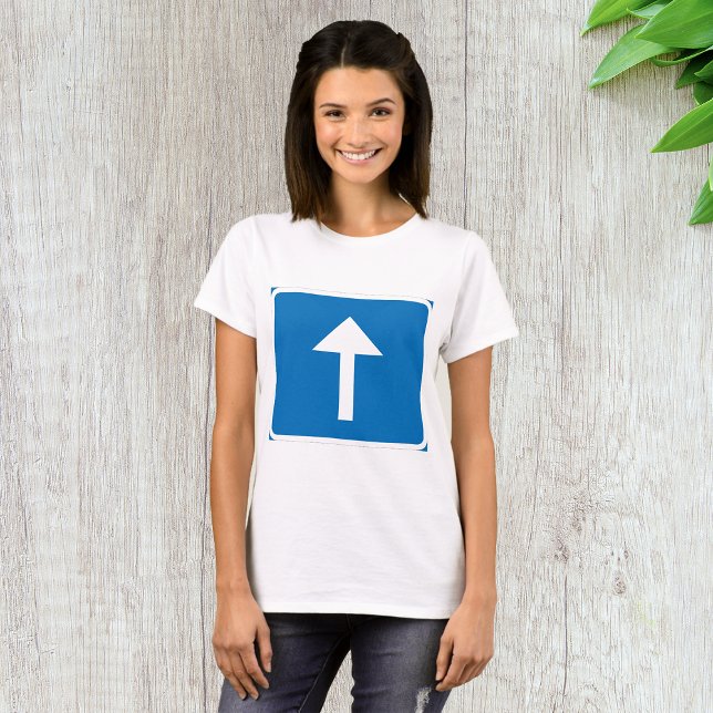 Blue One-Way Traffic Sign Up Arrow Road Symbol  T-Shirt (Creator Uploaded)