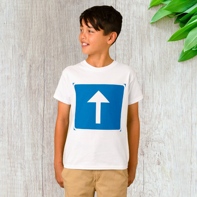 Blue One-Way Traffic Sign Up Arrow Road Symbol  T-Shirt (Creator Uploaded)