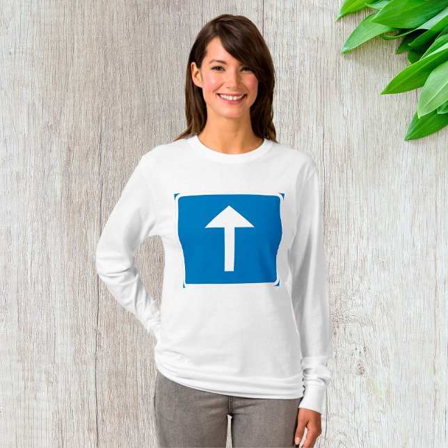 Blue One-Way Traffic Sign Up Arrow Road Symbol  T-Shirt (Creator Uploaded)