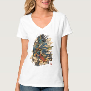 Blue Oni Demon Warrior Japanese Yokai Mythology T-Shirt