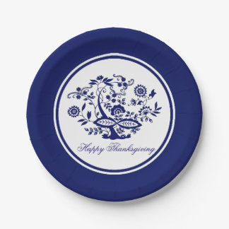 Blue Onion Pattern Your Greeting or Holiday Paper Plate